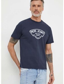 Bombažna kratka majica Pepe Jeans Cherry moška, mornarsko modra barva