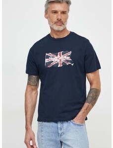 Bombažna kratka majica Pepe Jeans Clag moška, mornarsko modra barva