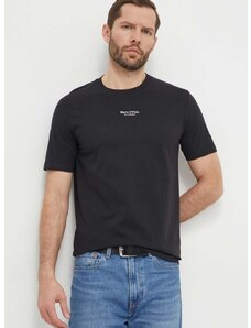 Bombažna kratka majica Marc O'Polo moški, črna barva