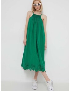 Bombažna obleka Desigual zelena barva