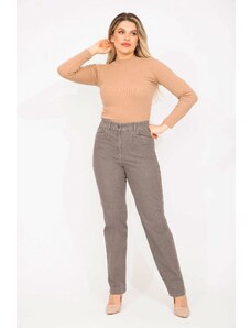 Şans Women's Plus Size Mink Jeans with Front Pockets