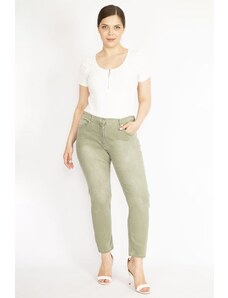 Şans Women's Khaki Plus Size 5 Pocket Jeans