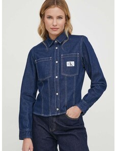 Jeans srajca Calvin Klein Jeans ženska, mornarsko modra barva