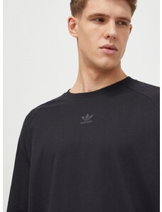 Bombažna majica z dolgimi rokavi adidas Originals črna barva