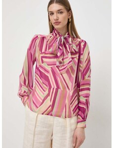 Svilena bluza Luisa Spagnoli vijolična barva