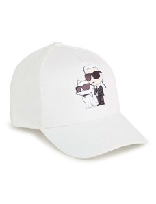 Otroška bombažna bejzbolska kapa Karl Lagerfeld bež barva