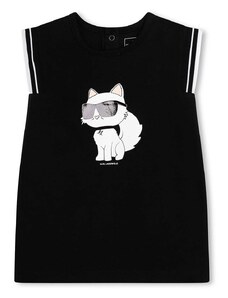 Otroška bombažna obleka Karl Lagerfeld črna barva