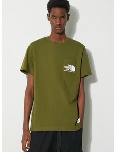 Bombažna kratka majica The North Face M Berkeley California Pocket S/S Tee moška, zelena barva, NF0A87U2PIB1