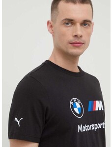 Puma bombažna kratka majica x BMW moška, črna barva