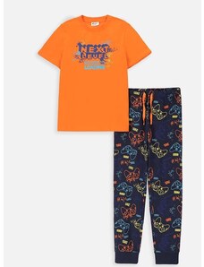 Otroška bombažna pižama Coccodrillo oranžna barva