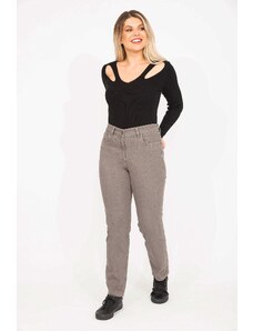 Şans Women's Plus Size Mink Jeans with Elastic Detail on the Back Belt, 5 Pockets