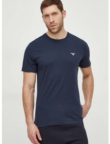 Bombažna kratka majica Barbour moški, mornarsko modra barva