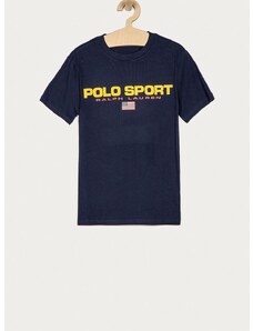 Otroška kratka majica Polo Ralph Lauren mornarsko modra barva