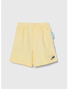 Bombažne kratke hlače za dojenčke Emporio Armani x The Smurfs rumena barva