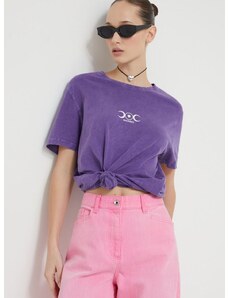 Bombažna kratka majica Kaotiko vijolična barva