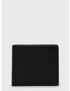 Usnjena denarnica HUGO moški, črna barva