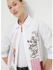 Bombažna srajca Desigual x Disney ženska, bela barva