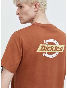 Bombažna kratka majica Dickies SS RUSTON TEE moška, rjava barva, DK0A4XDC