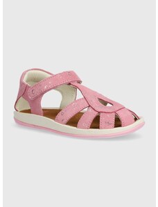 Otroški sandali iz nubuka Camper roza barva