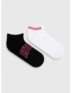 Nogavice HUGO 2-pack moški, črna barva