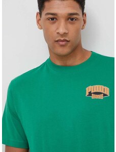 Bombažna kratka majica Puma moški, zelena barva