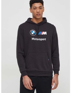 Pulover Puma x BMW Motorsport moški, črna barva, s kapuco