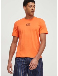 Bombažna kratka majica EA7 Emporio Armani moški, oranžna barva