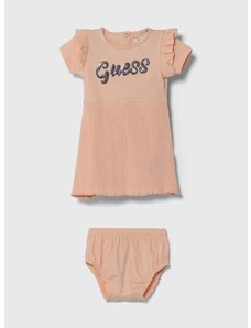 Obleka za dojenčka Guess oranžna barva