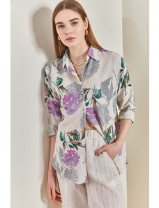 Bianco Lucci Women's Multi-Patterned Oversized Shirt