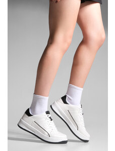 Marjin Women's Sneaker High Sole Lace Up Sneakers Sitas White