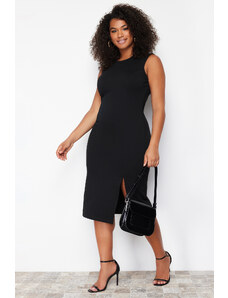 Trendyol Curve Black Slit Detailed Midi Knitted Dress