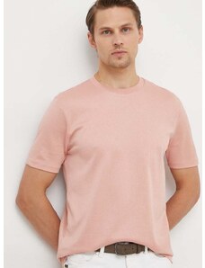 Bombažna kratka majica BOSS moški, roza barva