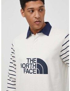 Bombažna majica z dolgimi rokavi The North Face bež barva