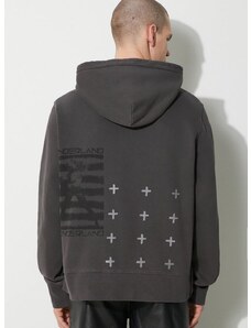 Bombažen pulover KSUBI portal kash hoodie moški, siva barva, s kapuco, MPS24FL011