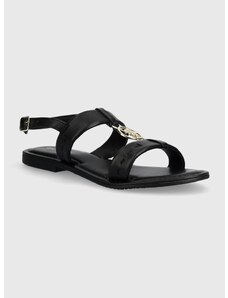 Usnjeni sandali U.S. Polo Assn. LINDA ženski, črna barva, LINDA005W 4L1