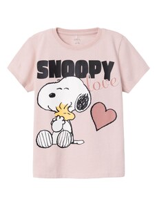 NAME IT Majica 'Nanni Snoopy' rosé / staro roza / črna / bela