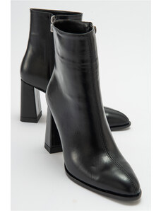 LuviShoes Jewel Women's Black Skin Heeled Boots.