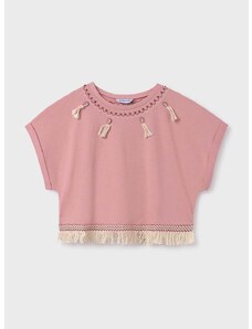 Otroška bombažna kratka majica Mayoral roza barva