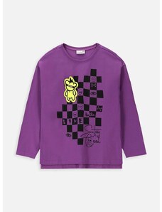 Otroška dolga majica Coccodrillo vijolična barva