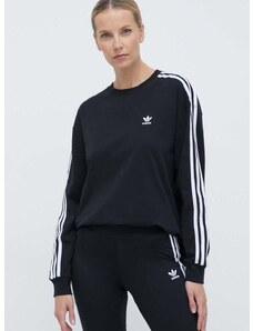 Majica z dolgimi rokavi adidas Originals 3-Stripes Longsleeve ženska, črna barva, IU2412