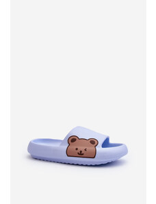 Kesi Women's lightweight foam slippers with a Blue Parisso teddy bear motif