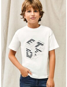 Otroška bombažna kratka majica Mayoral bela barva