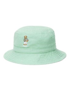 Otroški bombažni klobuk Polo Ralph Lauren zelena barva