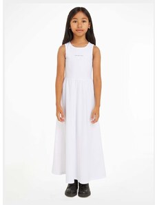 Otroška obleka Calvin Klein Jeans bela barva