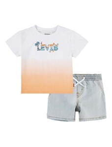 Otroški bombažni komplet Levi's oranžna barva
