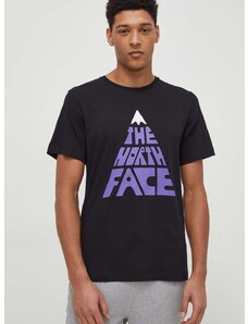 Bombažna kratka majica The North Face moški, črna barva