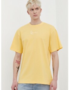 Bombažna kratka majica Karl Kani moški, rumena barva