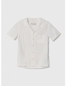 Otroška lanena srajca Abercrombie & Fitch bela barva