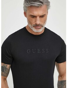 Bombažna kratka majica Guess moški, črna barva