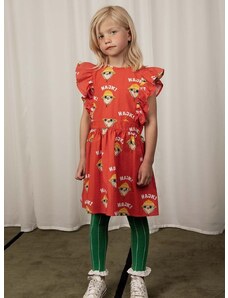 Otroška bombažna obleka Mini Rodini rdeča barva